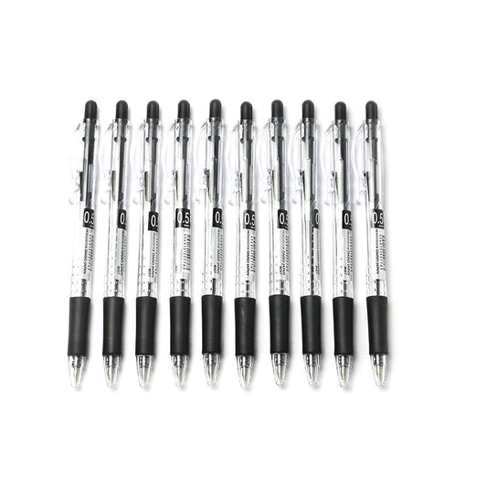 Knock Type Rubber Grip Ballpoint Pen 10pcs set